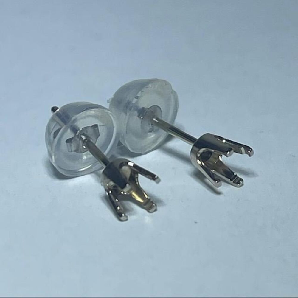 3mm Stud Earring Findings with backs 14kt White Gold pair pre notched